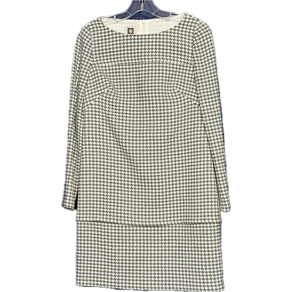 Anne Klein Dresses & Skirts - Anne Klein Midi Dress Womens Sz 2 Gray White Houndstooth Poly / Viscose Office
